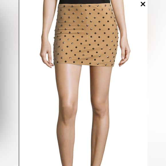 New Alice + Olivia mini skirt Elana suede leather studs rocker chic- 4 small - Picture 2 of 7
